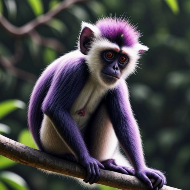 Endangered Purple-faced Langur monkey in the Sri Pada Peak Wilderness Sanctuary 